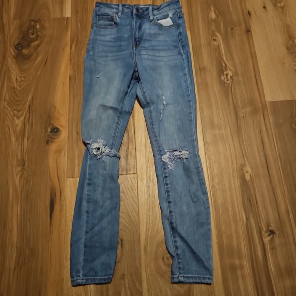 Cello Blue Skinny Distressed Jeans